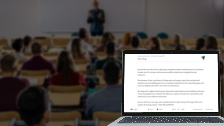 ASR shown on a laptop in a classroom