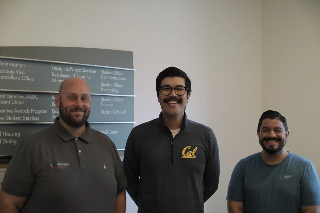 Tyler Jackson and Matthew Day with Justin Gomez from UC Berkeley
